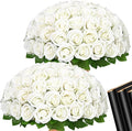 Waipfaru 50 Pcs White Roses Artificial Flowers Bulk, Real Touch Velvet Roses with Wrapping Paper, Fake Flowers for Wedding Centerpieces Bridal Bouquet Valentines Mothers Day Decor