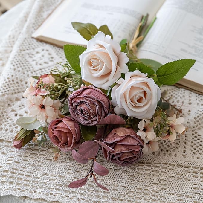 Small Artificial Fake Faux Flowers Silk Flower for Autumn Table Arrangements Fall Bouquets