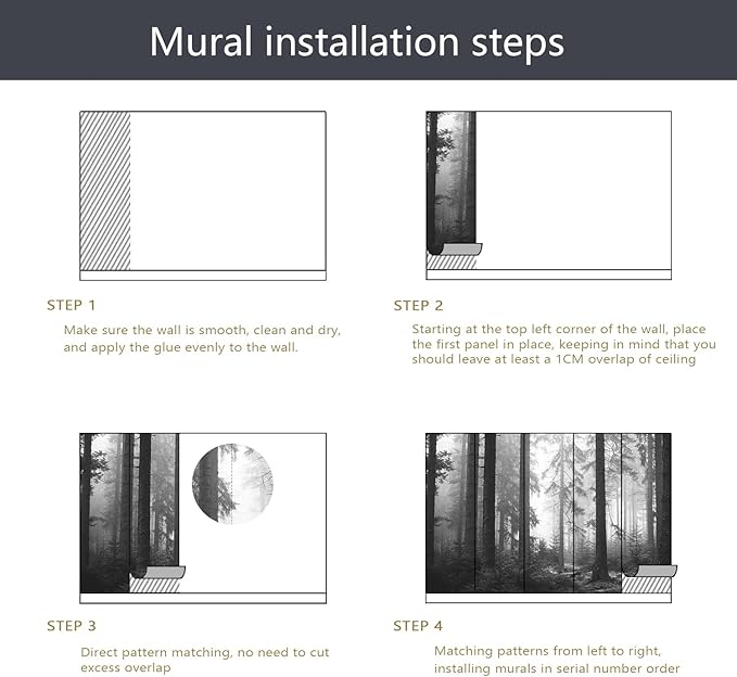 PYFFYP- Dark Foggy Forest Wallpaper murals for Bedroom(Not Peel and Stick)