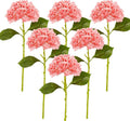 Fake Hydrangea Artificial Flowers with Stems 6 PCS 19.3" Latex Faux Hydrangea Flowers Bulk Real Touch for Vase Indoor Home Decoration Wedding Centerpieces Arrangements (Coral)