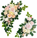 Pack of 2 Wedding Arch, Artificial Flowers, Wedding Decor，Flower Garland Be Suited to Banquet, Party, Reception Entrance Welcome Sign and Background Decoration (Light Pink)