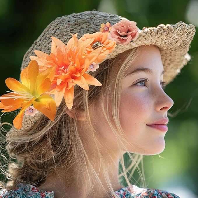 Fall Artificial Flower Heads Combo - 48pcs Orange Silk Flowers Bulk Faux Rose for Wedding Decor, Bridal Bouquets, Graduation Parties, Cake Toppers & Home DIY Crafts