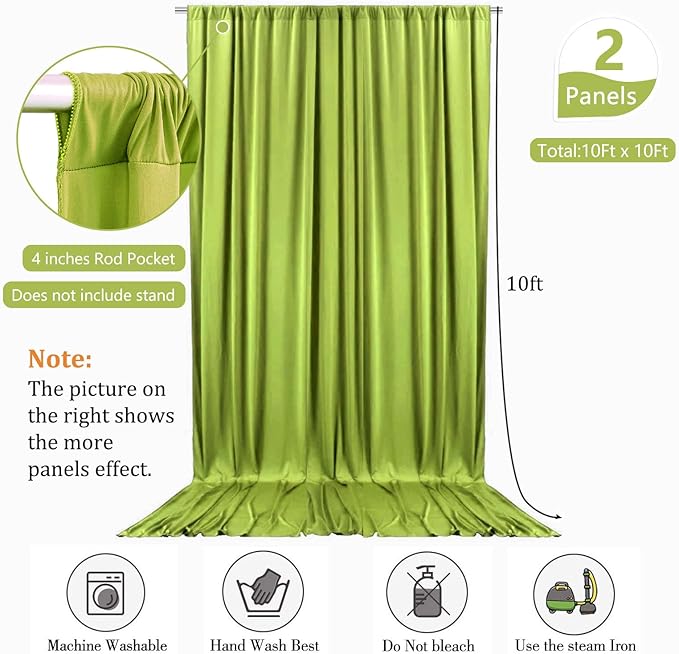 10 x 10 Feet Olive-Green Backdrop Curtain for Partie, Background Curtains for Photoshoot, Birthday, Wedding, Halloween, Thanksgiving, Christmas, New Year Party Decorations 5Ft x 10Ft, 2 Panels