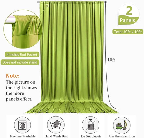 10 x 10 Feet Olive-Green Backdrop Curtain for Partie, Background Curtains for Photoshoot, Birthday, Wedding, Halloween, Thanksgiving, Christmas, New Year Party Decorations 5Ft x 10Ft, 2 Panels