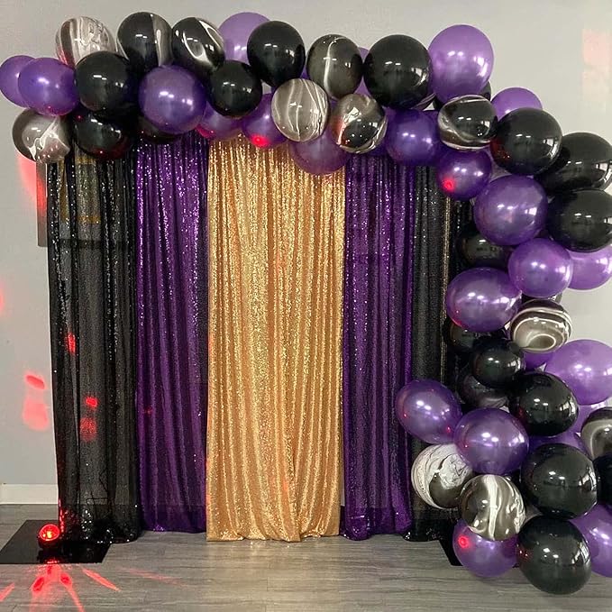 Purple Sequin Backdrop Curtains 2FTx8FT 4 Panels Purple Sequin Curtains for Parties Glitter Backdrop Photo Background for Wedding Baby Shower
