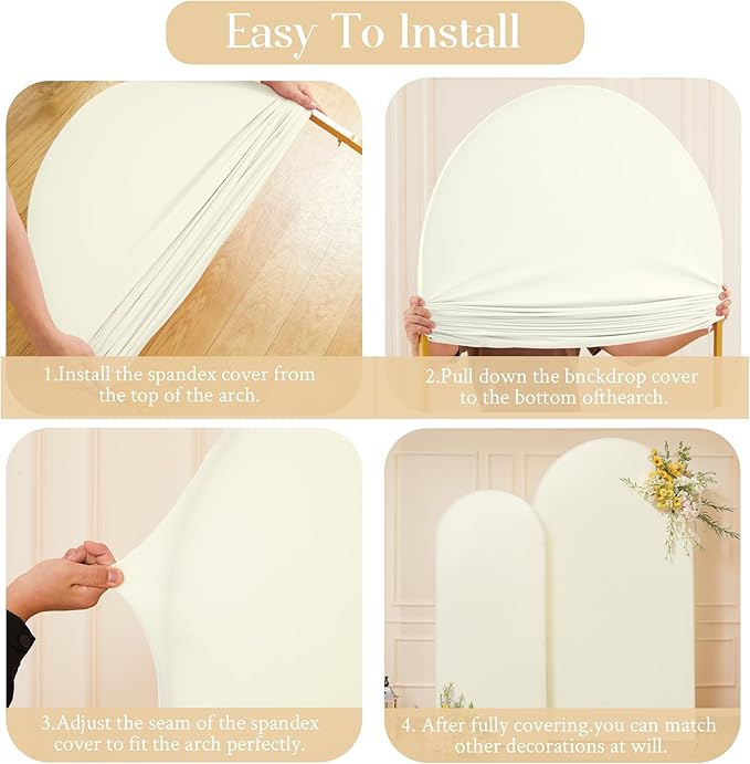 Ivory Arch Backdrop Cover Set of 2 Arch Cover 7.2 and 6ft Wedding Arch Cover Stretchy Backdrop Bridal Baby Shower Birthday Party Ivory Arch Covers Spandex
