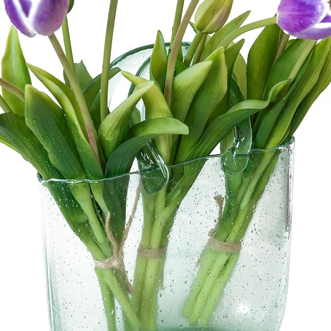 15pcs Artificial Tulips Flowers, Real Touch Latex Bouquet, Fake Tulips for Office Wedding Party Home Kitchen Garden Decoration-B Amethyst
