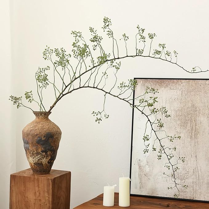 Vintage Rustic Ceramic Vase, 9.8" Tall Textured Pottery Flower Vase for Home Decor, Handmade Terracotta Wabi Sabi Decorative Vase for Living Room, Bedroom, Bathroom Centerpiece