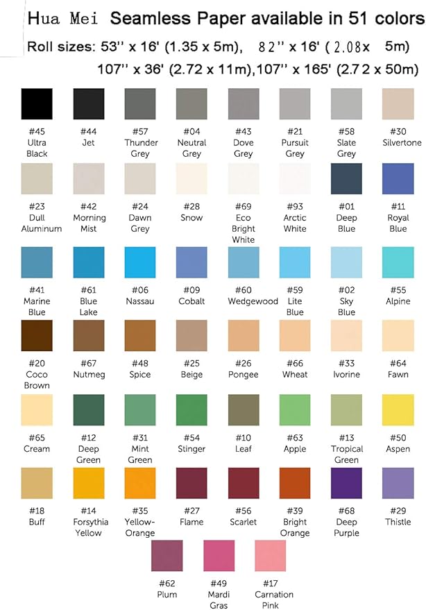 Huamei Seamless Photography Background Paper, Photo Backdrop Paper 107-Inches Wide x 36-Feet (Blue Lake)