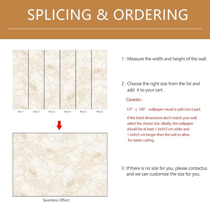 Peony Floral Beige Wallpaper Mural Peel and Stick for Living Room and Bedroom 137"x100"