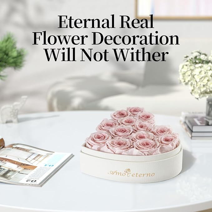 Flower, Forever Roses in A Box, Fresh Flowers, Birthday Gifts for Her, Women, Mom, Girlfriend, Wife, Grandma,Cream Forever Roses