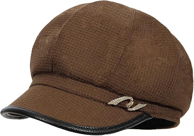 Women Retro Classic Visor Newsboy Cabbie Cap Beret Hats with Flower Buckle for Woman Ladies