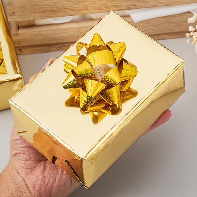 Merture 30 In X 32.8 Ft (81.7 sq.ft.) Gold Wrapping Paper Roll, Gift Wrap with Metallic Shine for Wedding, Birthday, Party, Holiday, Congrats, Mother’s Day