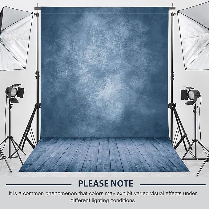 Professional Abstract Portrait Photography Backdrop,Wall with Wood Floor Backdrop for Kids Photography Baby Newborn Cake Smash Photo Shoots Hypoallergenic Fabric Photography Props(Blue-6x9ft)