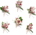 Ling's moment Boutonniere for Men, 6pcs Groom Groomsmen Boutonniere, Artificial Flowers for Wedding Decor/Prom/Homecoming, etc.Cinnamon Rose Pink