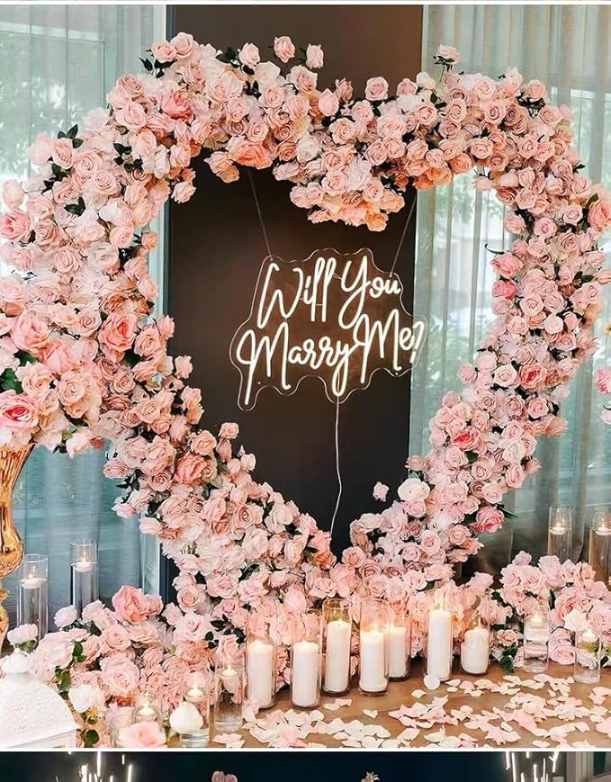 7FT Heart Shaped Metal Arch Frame, Wedding Arch Stand for Ceremony, Large Double Tube Balloon Arch for Wedding Backdrop (White)