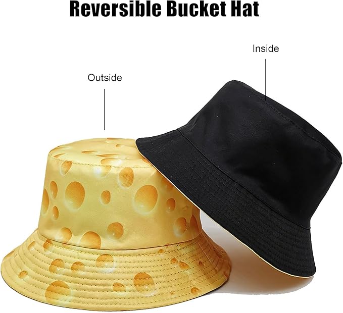 Bucket Hat for Women Men, Cotton Reversible Double Side Wear Sun Hats Beach Fisherman Hat