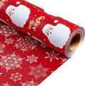 MAYPLUSS Red Christmas Wrapping Paper Roll - 17IN X 33FT - Santa Gift Wrapping Paper Featuring Santa Claus Gold Merry Christmas Reversible Snowflake for Kids, Holiday, New Year