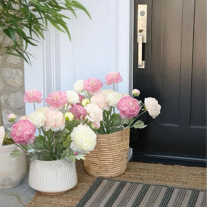 6 Pcs Artificial Flowers Silk Peony Rose Single Stem Artificial Flowers Pink Faux Peony Bouquet Floral Arrangement Bundle Fake Flowers Bulk for Table Centerpiece Wedding Farmhouse Home