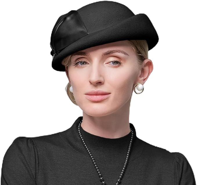 Women Wool Felt Ribbon French Fashion Vintage Millinery Beret Hats Top Cap Ladies Party Wedding Fedoras Chapeau