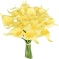 Mandy's PU Light Yellow Calla Lily Artificial Flowers 20 Stems 13.5in Faux Realistic Centerpiece for Thanksgiving and Christmas Decorations DIY Bridal Bouquet Home Décor
