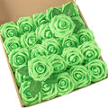 DuHouse 25Pcs Artificial Roses Flowers Fake Roses with Stems Real Touch Foam Flowers for DIY Wedding Bouquet Baby Shower Centerpiece Floral Arrangement Party Home Decor(Light Green)