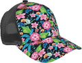 Tropical Pink Flowers Hats Women Men Hawaii Trucker Hat Adjustable Snapback Mesh Baseball Cap Hat
