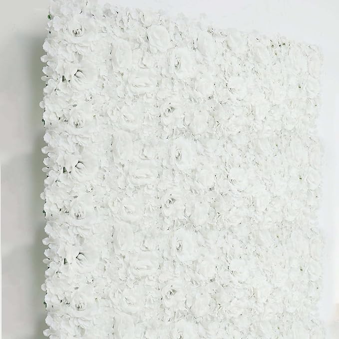 Efavormart 4 Pack 11 Sq ft. UV Protected White 3D Silk Rose & Hydrangea Flower Panel Wall Mat for DIY Party Centerpieces Decor