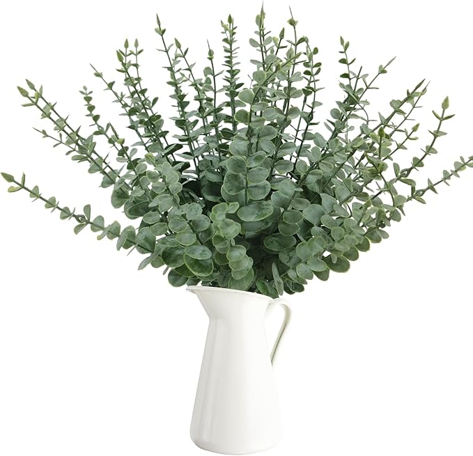 50 Pcs Artificial Eucalyptus Stems Fake Eucalyptus Greenery Branches for Floral Arrangements, Wedding Centerpiece, Crafts