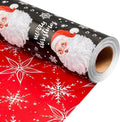 MAYPLUSS Christmas Wrapping Paper Roll - 17 Inch X 33 Feet - Merry Christmas Santa Claus Reversible Snowflake Gift Wrapping Paper, Thick Wrap Paper for Holiday Party New Year Kids