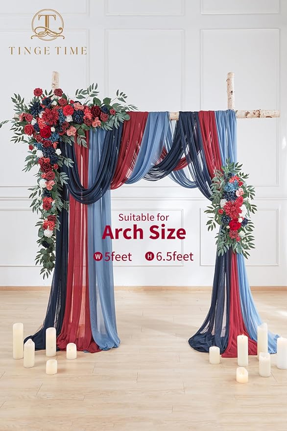 TINGE TIME Artificial Arch Flowers Kit Pack of 5, Wedding Decorations for Reception with Hanging Flowers, Wedding Arch Silk Floral Arrangements Ceremony Backdrop Bridal Shower Outdoor Party Decor