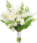 Rinlong 11.8 Inch Silk Posy Wedding Bouquets for Bride Artificial Tulip Small Toss Bridal Bouquet Courthouse Wedding Bridesmaid Prom Bouquet