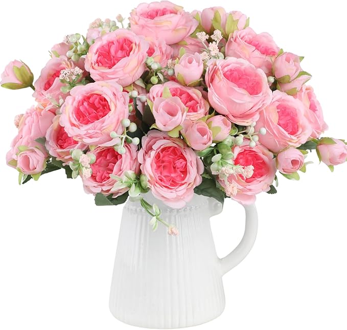 ASTRYAS Pink Artificial Flowers, 3Pcs Peonies Artificial Flowers Fake Peony Bouquet for Decoration Faxus Peony Flowers Arrangements Table Centerpieces Wedding Bouquets for Party Home Decoration Indoor