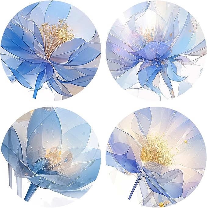 Pankila Blue Flickering Flower Abstract Canvas Wall Art Floral Poster Modern Flowers Pictures Wall Decor for Living Room Bedroom Bathroom Home Decorations Framed Artwork (20''W x 20''H x 4)