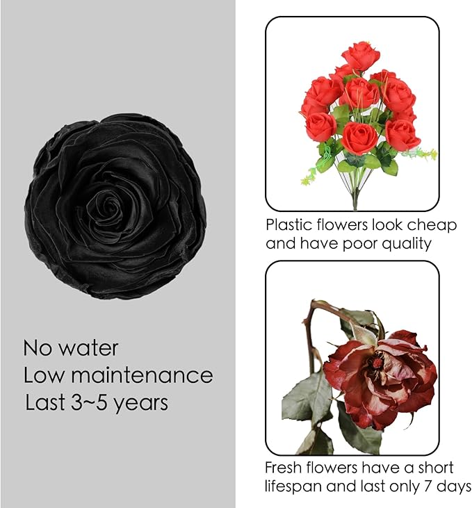 Forever Flower, Preserved Rose Birthday Gifts for Women, Her, Wife, Mom, Prime Eternal Roses Gifts for Mothers Day, Valentines Day, Anniversary, Graduation, Wedding, Single Rose Real Rose (Black)