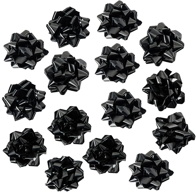 CHOIEO 15 Pcs Gift Bows Assortment, Decor for Christmas, Birthdays, Weddings, Holiday Embellishments, Presents, Wrapping Paper, Anniversaries, Baby Showers, Bridal Showers, Hanukkah (Black)