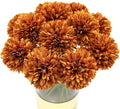 10Pcs Artificial Fake Flower Plants Silk Chrysanthemum Ball Hydrangea Arrangements Wedding Bouquets Decor Home Kitchen Garden Party Table Floral centerpieces DIY(Coffee Brown)