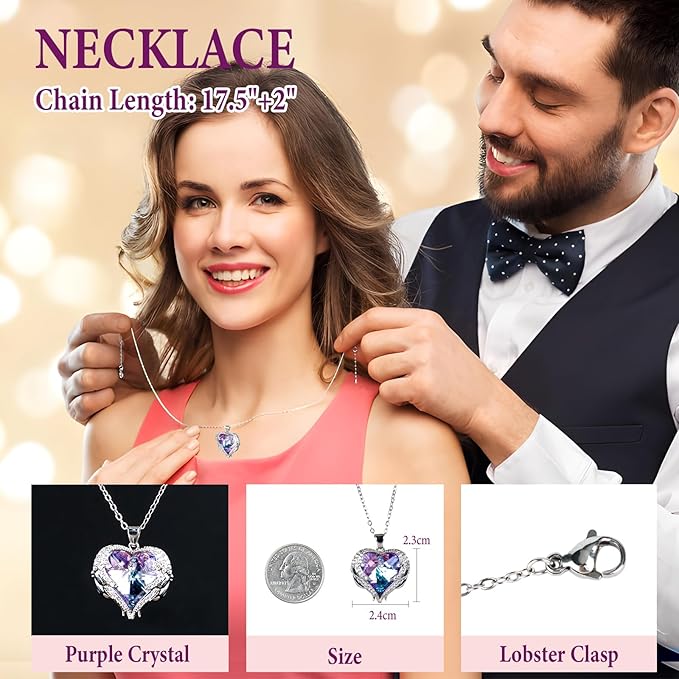 Gifts for Mom Birthday, Preserved Rose with Necklace, Real Purple Forever Rose Gifts for Women, Large 4.3" Eternal Roses Gift for Girlfriend Grandma Wife Mothers Day Anniversary
