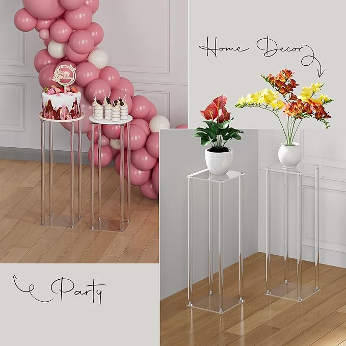 TEKXYZ Acrylic Centerpiece, 10 Pcs 23.6 Inch Tall Flower Stand, Column Wedding Centerpieces, Flower Stand for Wedding Event Party Props, Home Decor, Table