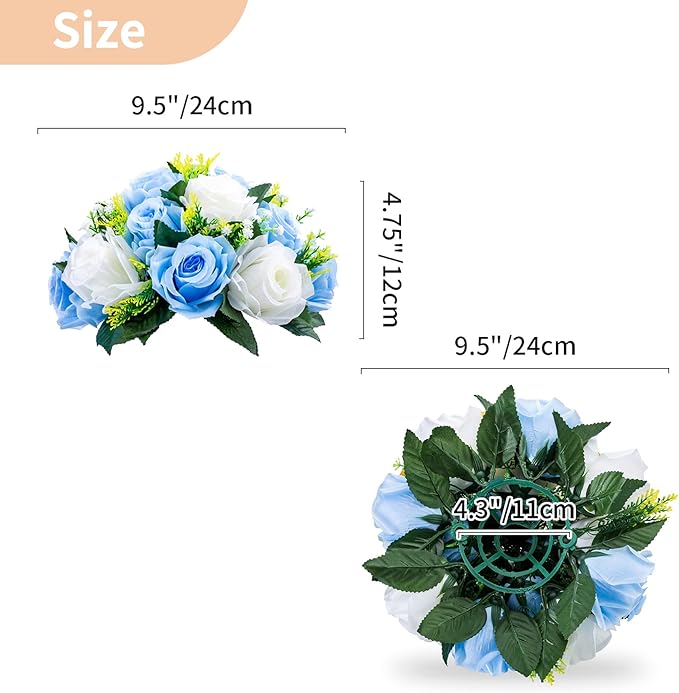 NUPTIO Flower Centerpieces for Wedding Tables: 10 Pcs Blue & White Artificial Flower Ball Arrangement for Weddings Party - Fake Floral Rose for Birthday Bridal Shower Decorations