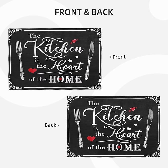 Fork Spoon Kitchen Table Placemats Set of 4 Retro Country Cooking Theme Place Mats for Home Party Indoor Holiday Rustic Washable Heat Resistant Table Mats 12 x 18 Inch