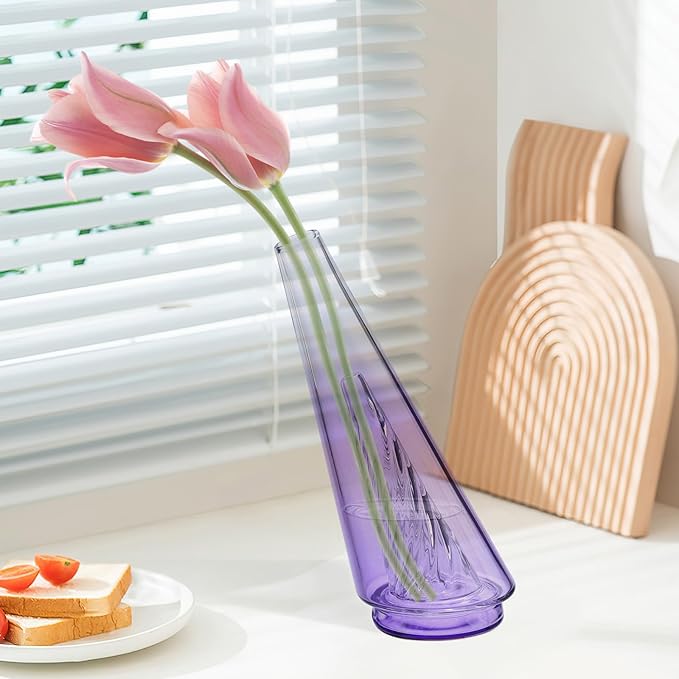Mini Gradient Glass Vase, Exquisite Desktop Decorative Vase, Pro Glass Replacement (Dark Blue)