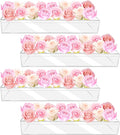 4Pcs Acrylic Flower Vase with 64 Holes,63 inch Decorative Long Clear Vase Modern,Rectangular Acrylic Vases Clear Floral Centerpiece for Dining Table Reception Home Party Decorations