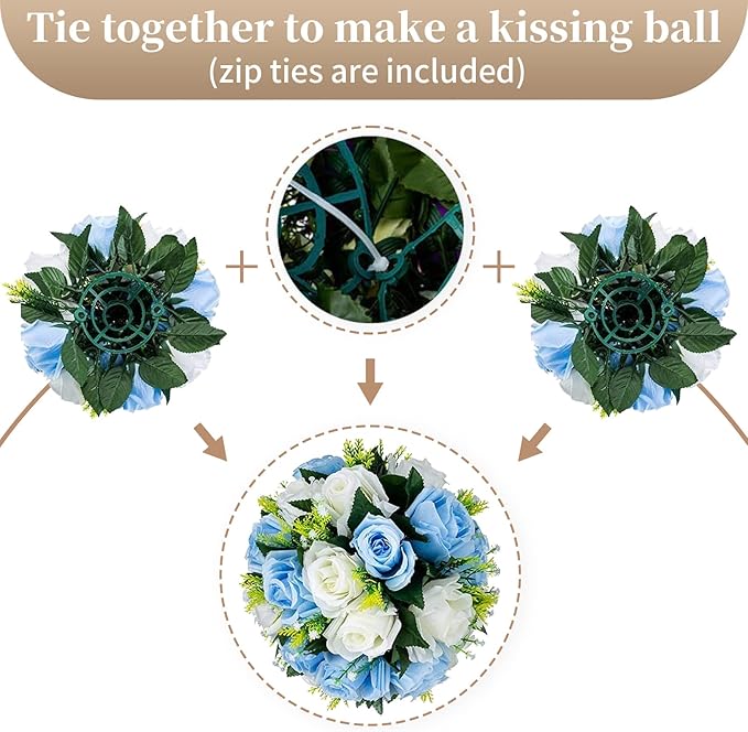 Sziqiqi Faux Silk Rose Flowers Artificial Flowers for Wedding Party Centerpiece Decorations Home Decorative Flowers, Pack of 2 Blue