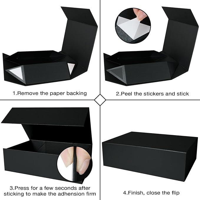 Aimyoo Galaxy Black Magnetic Gift Boxes with Lids 13.8x9x4.3 in, Large Bridesmaid Groomsman Proposal Box, Rectangle Collapsible Box for Present Graduation Birthday Storage 5 Pack