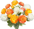 6 Pcs Artificial Flowers Silk Peony Rose Single Stem Artificial Flowers Orange Faux Peony Bouquet Floral Arrangement Bundle Fake Flowers Bulk for Table Centerpiece Wedding Farmhouse Home