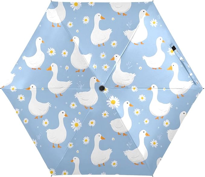 JIPONI Mini Travel Umbrellas for Rain Lily Ducks, Small Umbrella Compact Waterproof Anti-UV Protection Lightweight Portable