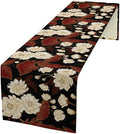 Vintage Flowers Table Runner,Boho Red Gold Floral Plant Print Art Table Runner for Home Kitchen Table Dining Indoor Outdoor Party Decor 13x108 Inch