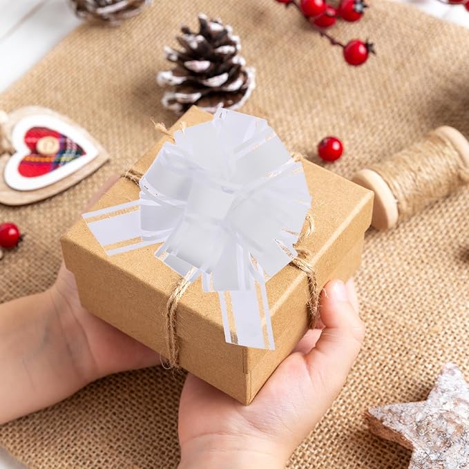 40 Pieces 6 Inches and 3 Inches Pull Bow Wrapping Pull Bow Ribbon Pull Bows for Wedding Baskets,Large Bows for Presents. (White)