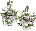 Ling's moment 17.5" Tall Free Standing Artificial Flowers Arrangements 2 pcs Wedding Aisle Runner Chair Decorations Lilac & White Centerpieces for Ceremony Reception Rose Floral Floor Party Outdoor